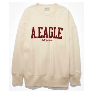 American Eagle oversized fleece graphic crew